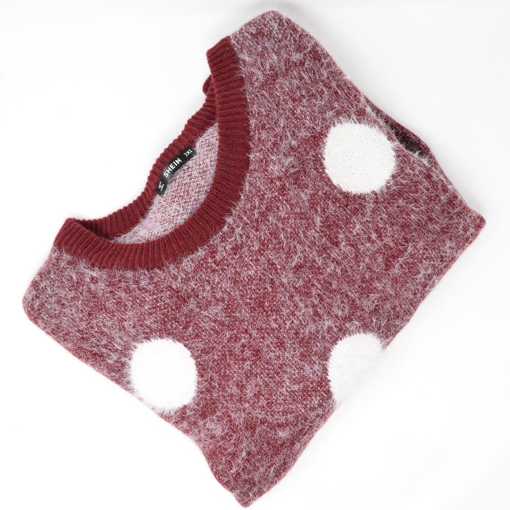 Shein Polka Dot Pullover Fuzzy Sweater 3XL - Picture 3 of 9